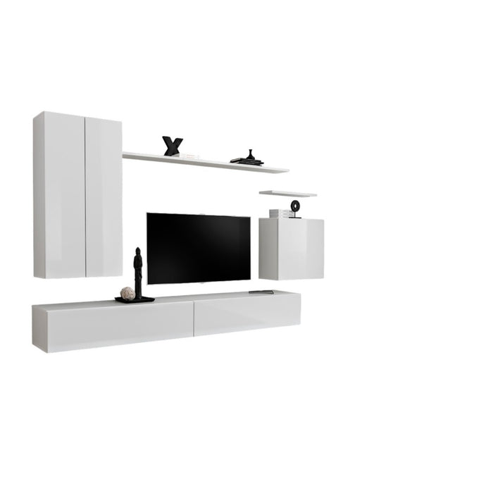 Set di mobili da salotto collezione SWITCH II design, colore bianco lucido.