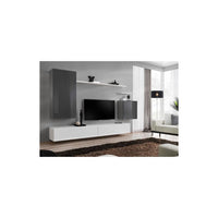 Set di mobili da soggiorno collezione SWITCH II, design, colore grigio e bianco lucido.