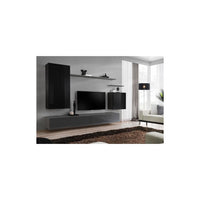 Set di mobili da soggiorno collezione SWITCH II design, colori nero e grigio lucido.