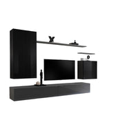 Set di mobili da soggiorno collezione SWITCH II design, colori nero e grigio lucido.