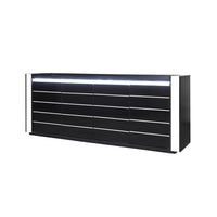 Set di mobili da soggiorno in colore nero e bianco lucido con LED