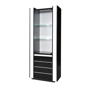 Set di mobili da soggiorno in colore nero e bianco lucido con LED