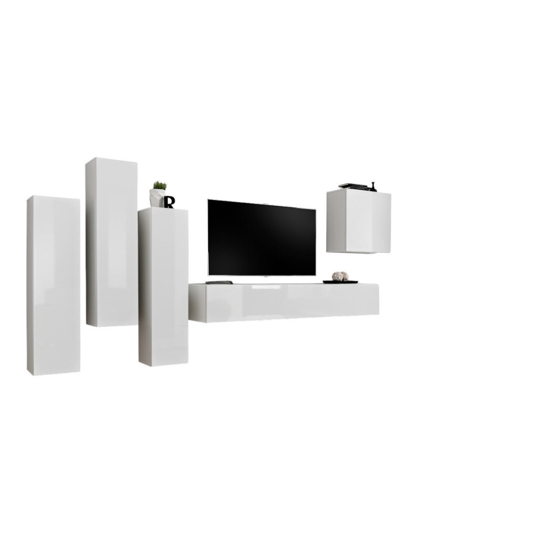 Set di mobili da soggiorno design collezione SWITCH III. Colore bianco lucido.