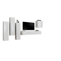 Set di mobili da soggiorno design collezione SWITCH III. Colore bianco lucido.