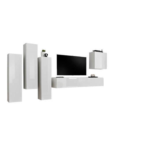 Set di mobili da soggiorno design collezione SWITCH III. Colore bianco lucido.