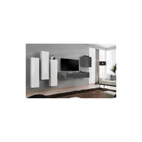 Set di mobili da salotto design collezione SWITCH III. Colori bianco e grigio lucido.