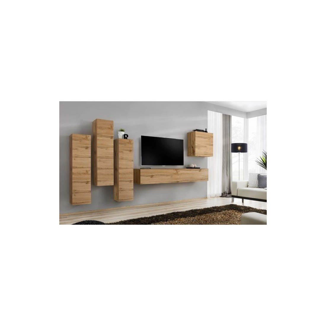 Set di mobili da salotto design collezione SWITCH III. Colore quercia Wotan.