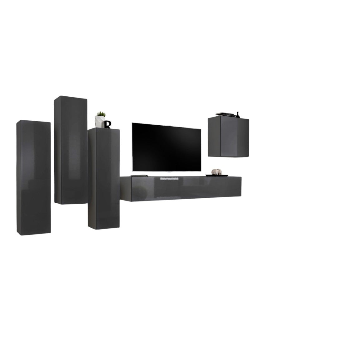 Set di mobili da salotto design collezione SWITCH III. Colore grigio lucido.