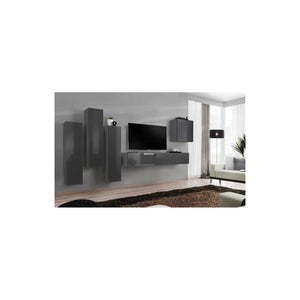 Set di mobili da salotto design collezione SWITCH III. Colore grigio lucido.
