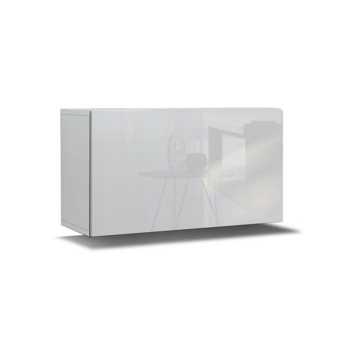 Set di mobili da soggiorno nero e bianco sospesi collezione CEPTO XVI 249cm, 8 pezzi, modulari.