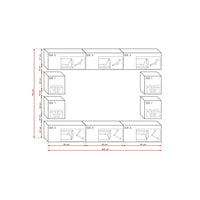 Set di mobili da soggiorno nero e bianco sospesi collezione CEPTO XVII 249cm, 10 pezzi, con LED, modulari.