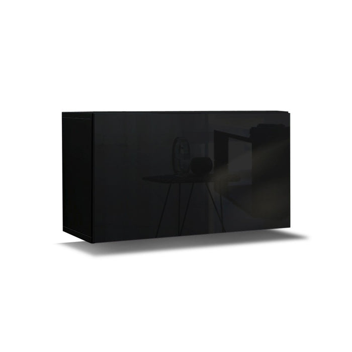 Set di mobili da soggiorno neri sospesi collezione CEPTO VII 249cm, 8 porte