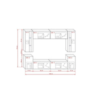 Set di mobili da soggiorno neri sospesi collezione CEPTO XXIV. 240cm, 8 pezzi, led, modulari.