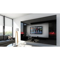 Set di mobili da salotto nero, sospesi collezione CEPTO XXIX. 249cm, 8 pezzi, con LED, modulari.