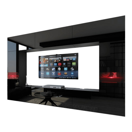 Set di mobili da salotto nero, sospesi collezione CEPTO XXIX. 249cm, 8 pezzi, con LED, modulari.