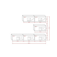 Set di mobili da soggiorno neri, sospesi collezione CEPTO XXV. 249cm, 6 pezzi, led, modulari.