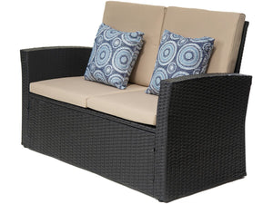 Set di mobili da giardino "Ilana" - 4 pezzi - Vimini - Nero