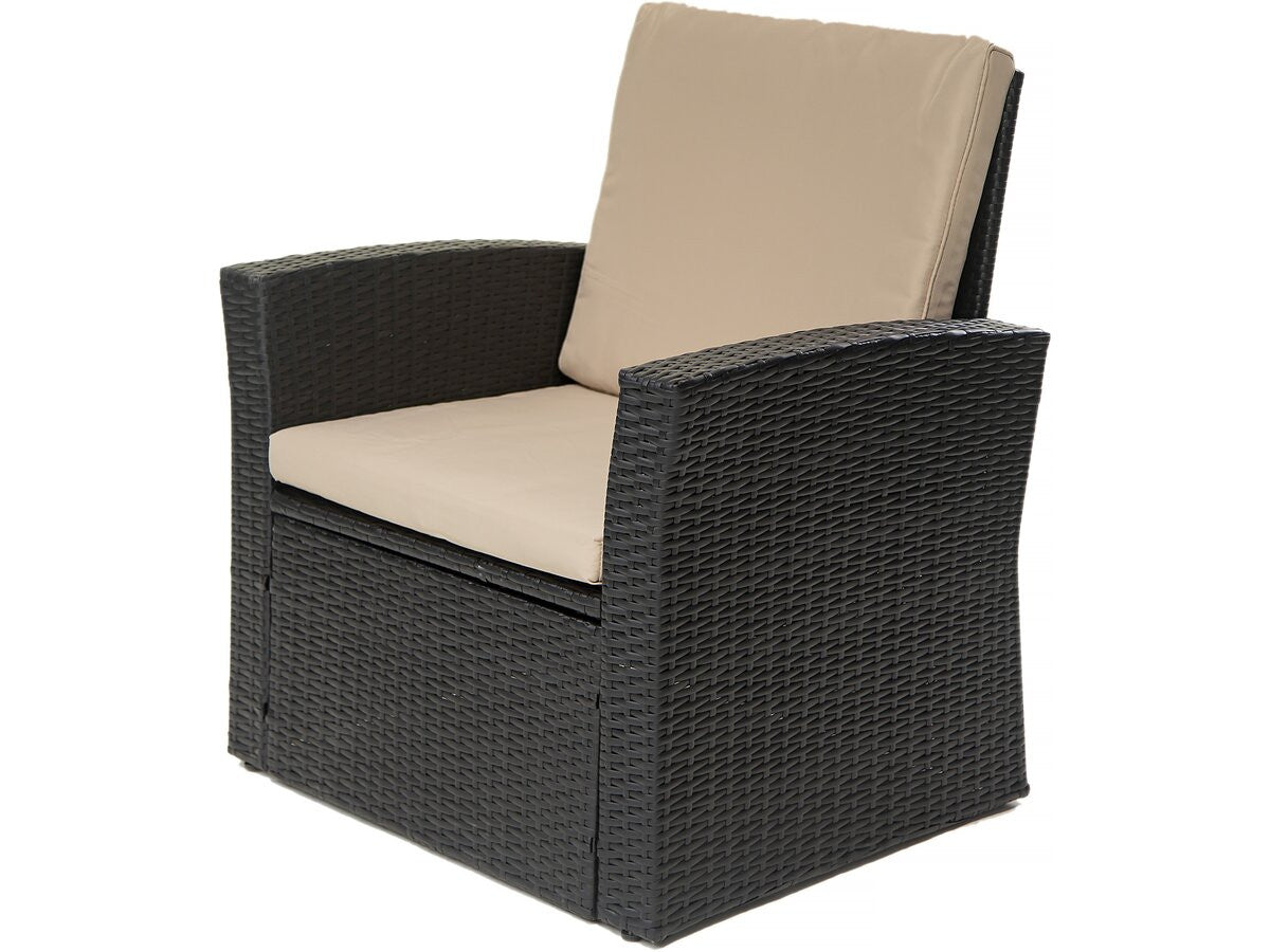 Set di mobili da giardino "Ilana" - 4 pezzi - Vimini - Nero