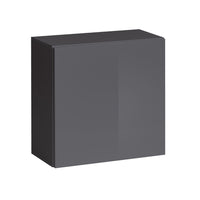 Set di mobili da salotto design SWITCH VI. Colori rovere e grigio con finitura rovere effetto fresato e grigio lucido.