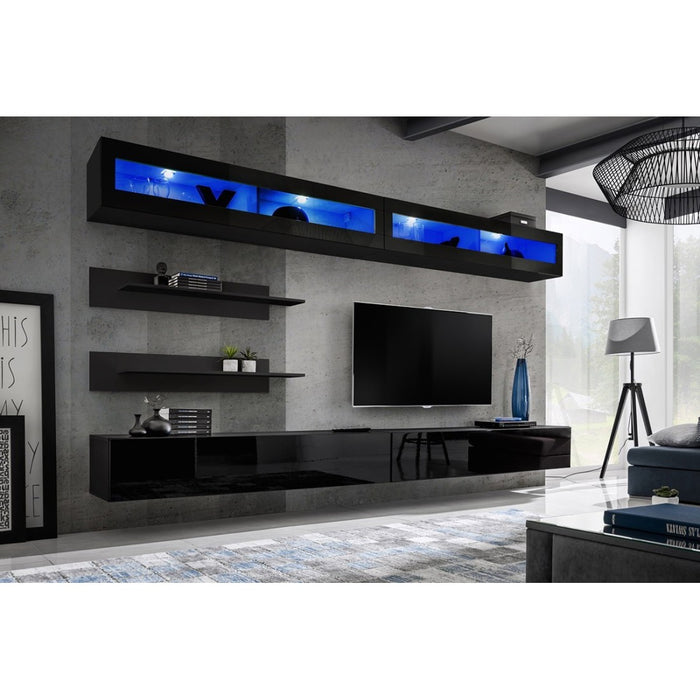 Set di mobili sospesi con LED collezione FLY. Colore nero.