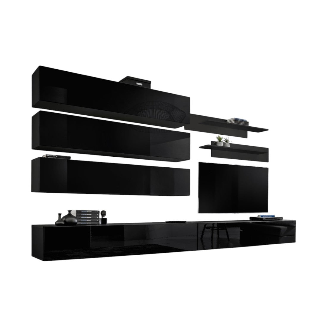 Set di mobili sospesi collezione FLY J1. Colore nero.