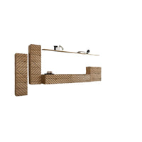 Set di mobili sospesi per il tuo soggiorno, collezione SWITCH I. Colore rovere. Finitura frontale fresata.