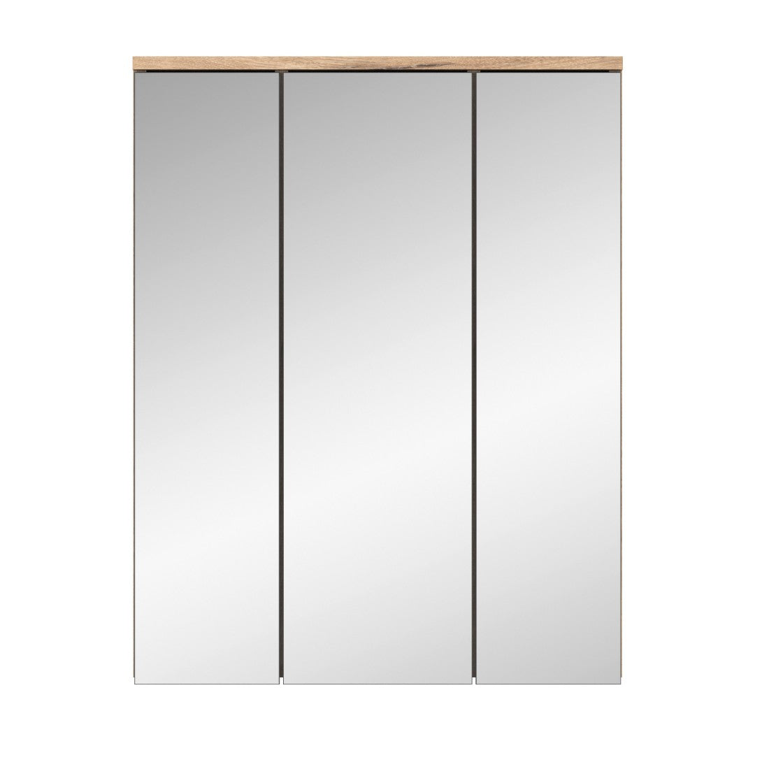 Set da bagno: mobile sottolavabo + mobiletto con specchi - Grigio antracite e rovere chiaro - SELMA