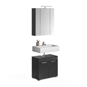 Set per il bagno: mobile sottolavabo - Nero lucido - KLEANKIN