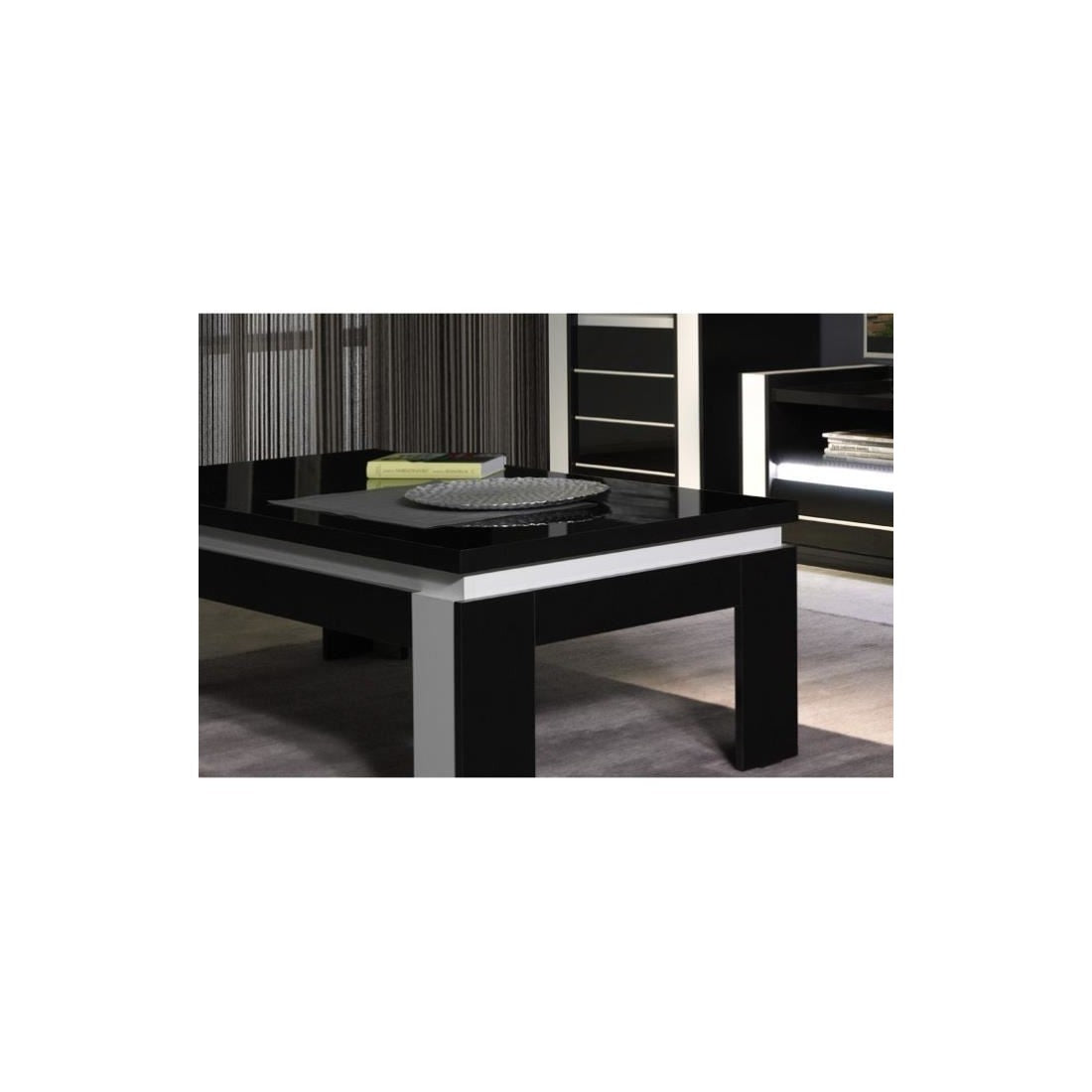 Set LINA nero e bianco con vetrine, tavolino e mobile TV + LED