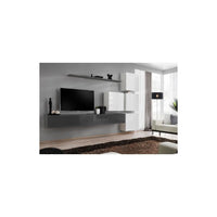 Set di mobili da salotto da parete SWITCH IX design, colore grigio e bianco lucido.