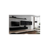 Set di mobili da salotto da parete SWITCH VII design, colore nero lucido.