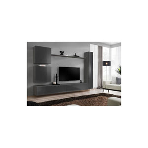 Mobile da soggiorno a parete SWITCH VIII. Mobile TV da parete design, colore grigio lucido.