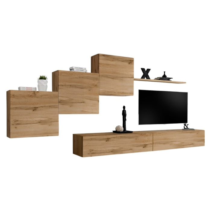 Mobile da soggiorno parete SWITCH X design, colore rovere Wotan.