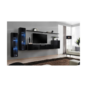 Mobile da soggiorno a parete SWITCH XI design, colore nero lucido.