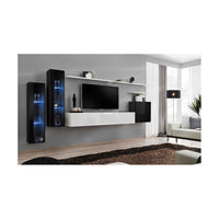 Set di mobili da salotto murali SWITCH XI design, colori nero e bianco lucido