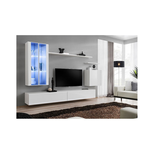 Mobile per soggiorno da parete SWITCH XII design, colore bianco lucido.