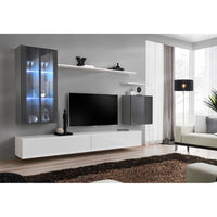 Mobile da soggiorno parete SWITCH XII design, colore bianco e grigio lucido.