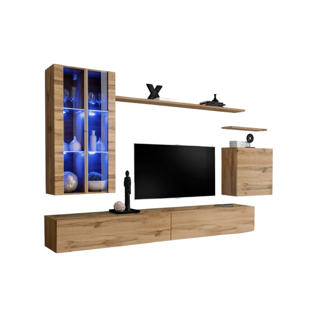 Set di mobili da salotto da parete SWITCH XII design, colore quercia Wotan.