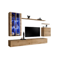 Set di mobili da salotto da parete SWITCH XII design, colore quercia Wotan.