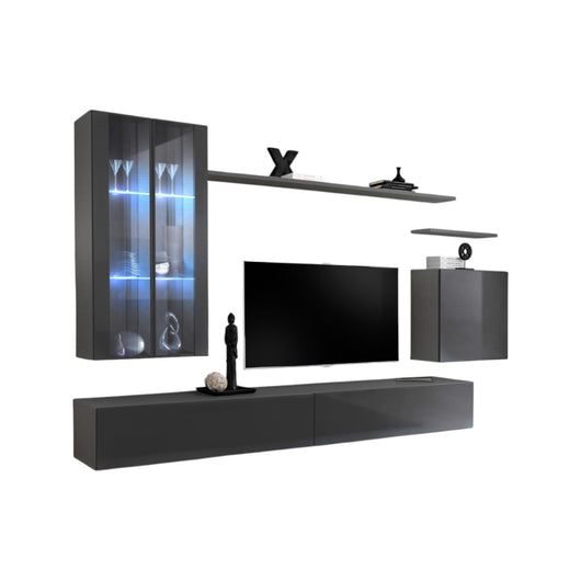 Mobile da soggiorno da parete SWITCH XII design, colore grigio lucido.