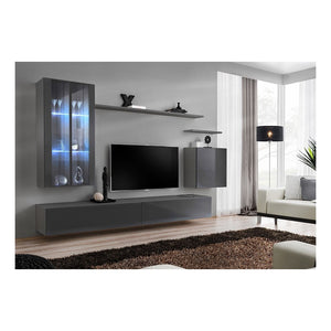 Mobile da soggiorno da parete SWITCH XII design, colore grigio lucido.