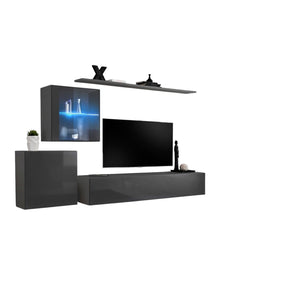 Set di mobili da soggiorno murali SWITCH XV design, colore grigio lucido.