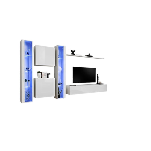 Mobile per soggiorno da parete SWITCH XVI design, colore bianco lucido.