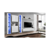 Mobile per soggiorno da parete SWITCH XVI design, colore bianco lucido.