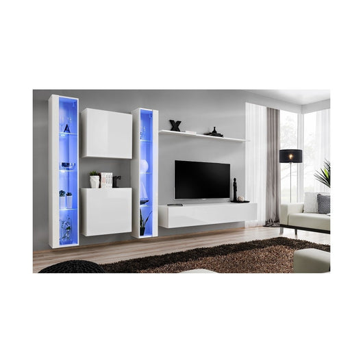 Mobile per soggiorno da parete SWITCH XVI design, colore bianco lucido.