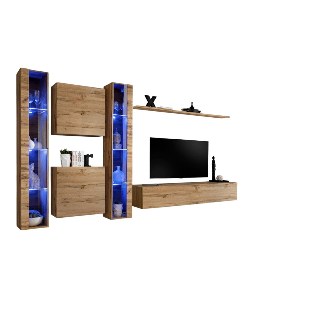 Mobile da soggiorno a parete SWITCH XVI design, colore rovere Wotan.