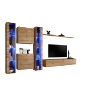 Mobile da soggiorno a parete SWITCH XVI design, colore rovere Wotan.