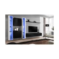 Set mobile da salotto da parete SWITCH XVI design, colori nero e bianco lucido.