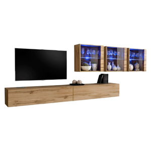 Mobile da soggiorno a parete SWITCH XVII design, colore quercia Wotan.