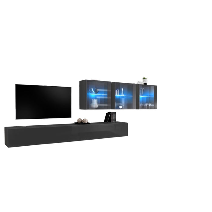 Mobile da soggiorno a parete SWITCH XVII design, colore grigio lucido.